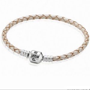 Pandora Champagne Leather Silver Bracelet